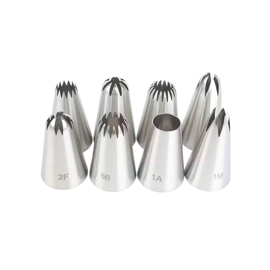 8pcs Medium Piping Tips Set, Cake Cream Decorating Tools for Cookies, Puffs, and Cupcakes, Food-Grade Stainless Steel